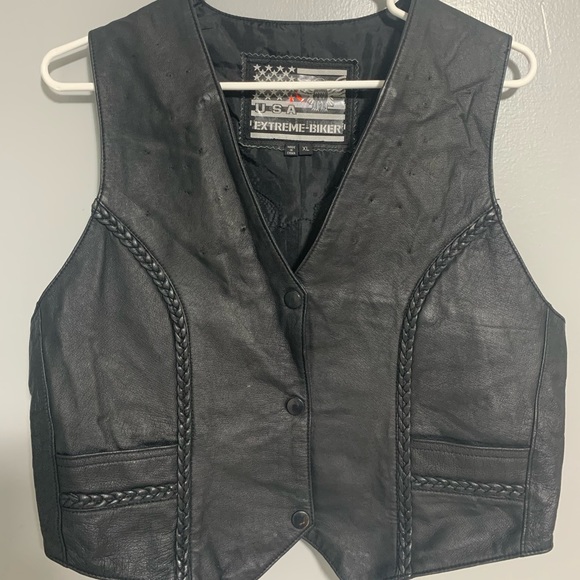 Bikers Dream Adjustable Black Lined Leather Vest Size‎ XL